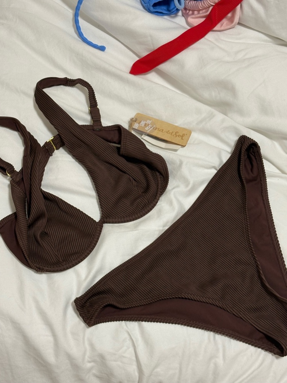 Ribbed Chocolate Brown Bikini Set